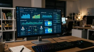 Pantalla de ordenador mostrando graficos de datos y estadisticas de futbol